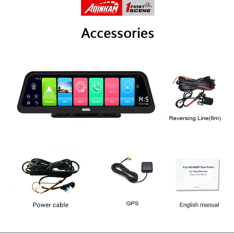  4G ADAS приборной панели автомобиля FHD 1080P 10 дюймовый IPS экран с двумя объективами Android 8 1 автомобильный видеорегистратор ик ночного видения GPS wi-fi камера заднего вида firstscene