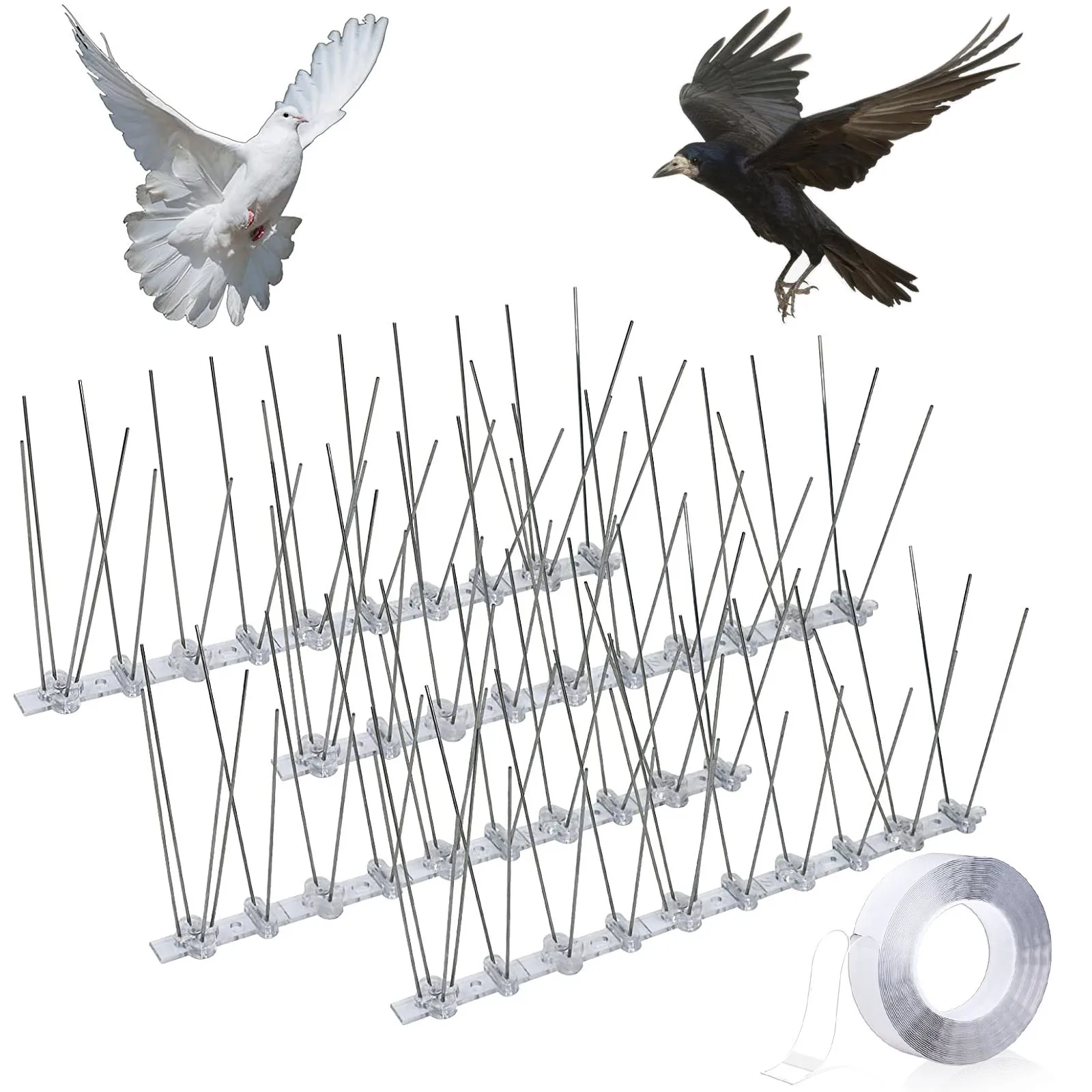 good quality bird spikes anti bird pigeon bird repellent pc base with 304 stainless steel thorns