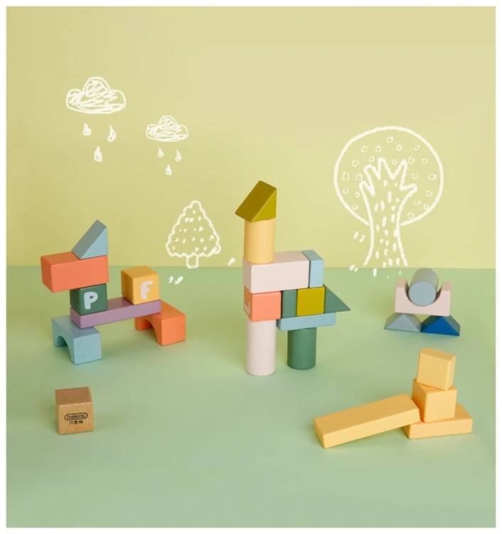 New Type Colorful Kids Wooden Bricks Educational Block Toys