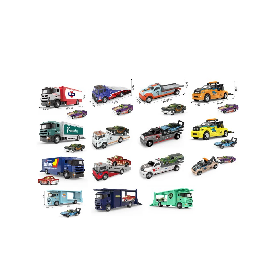 Diecast Alloy Truck Toy Car Model Removable Engineering Transport Container Lorry Vehicle With Light Pull Back Toy For Boys