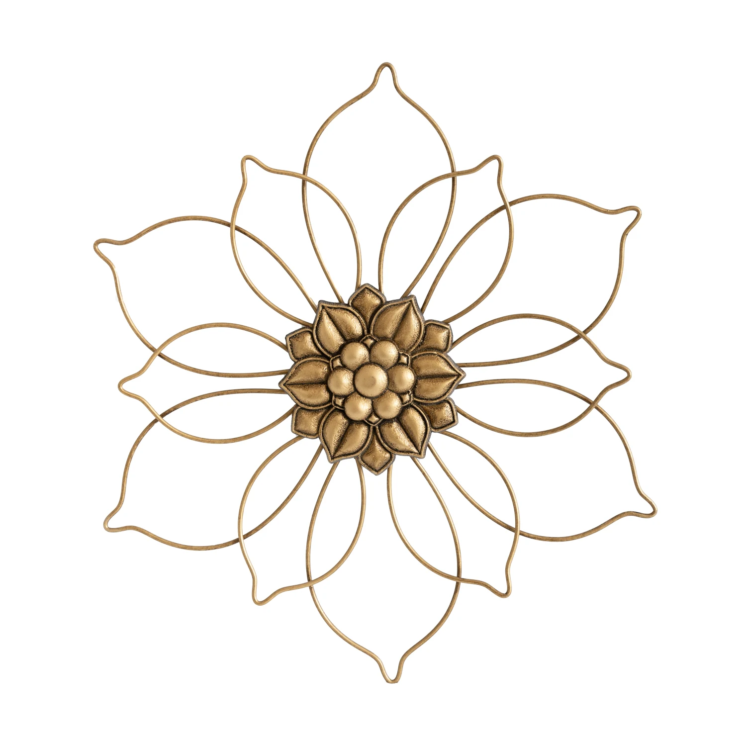 Metal Flower Home Accent Wall Hanging Art for Nature Home Art Decoration & Kitchen Gifts, Golden Brown