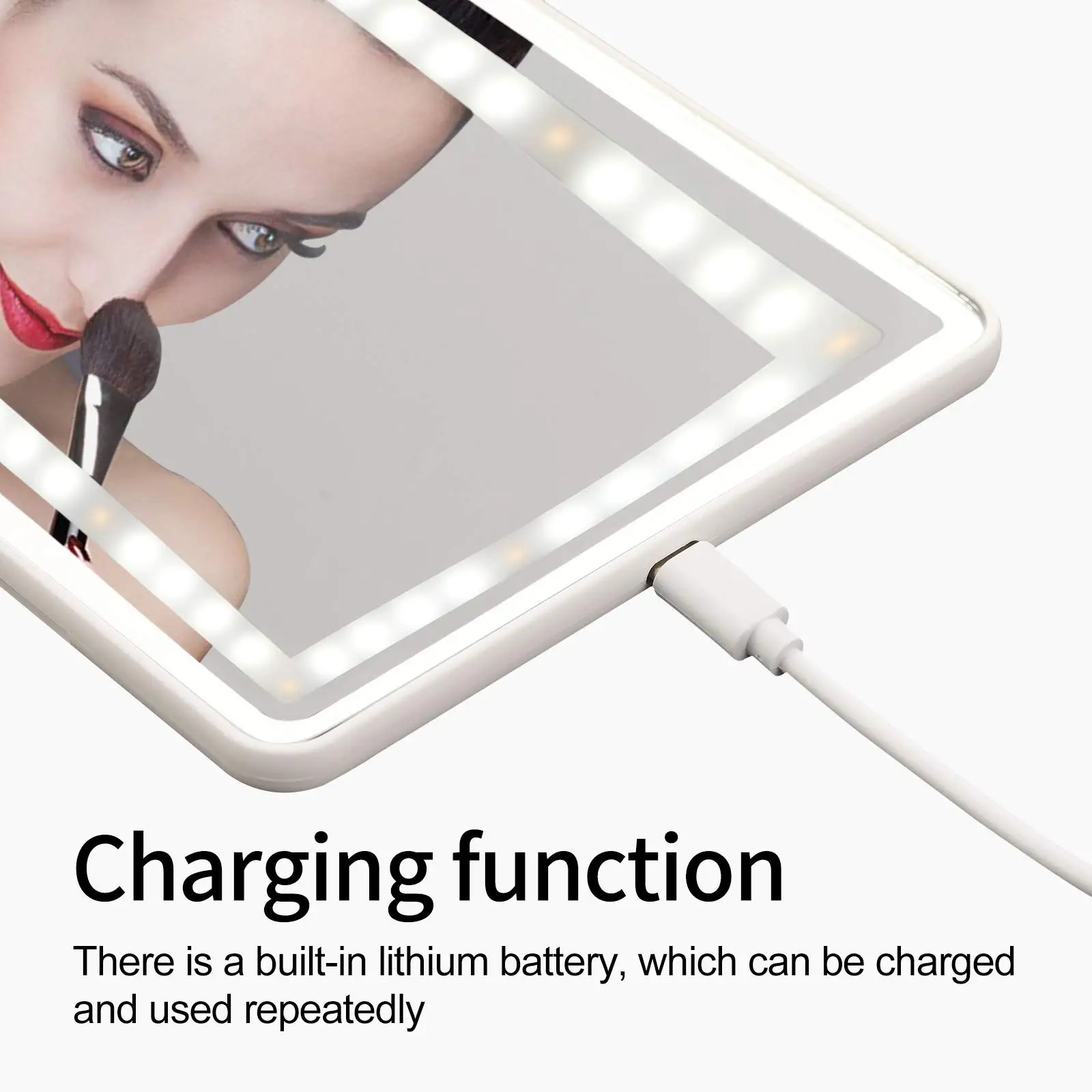 Rear View Sun-Shading Cosmetic LED Lights Car Visor Car Interior RearView Makeup Mirror for Car Truck SUV with Touch Screen USB