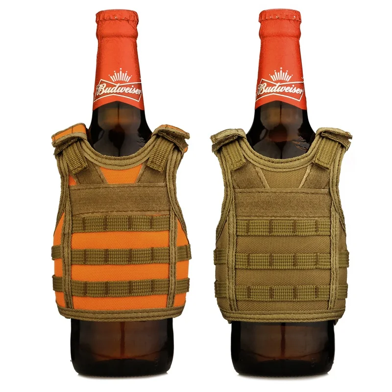 Khaki Coat Shape Insulated Beer Soda Beverages Can Cooler Carry on Water Beer Bottle Cover Coat Sleeve Holder