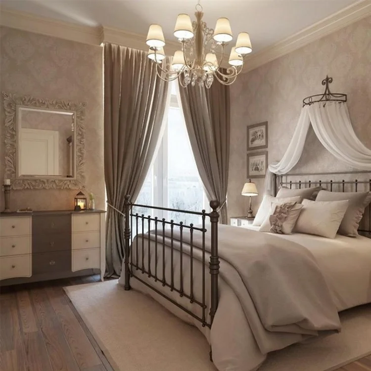 Wholesale Polyester Cotton Flexible Soft Blackout Jacquard Window Curtains For Bed Room