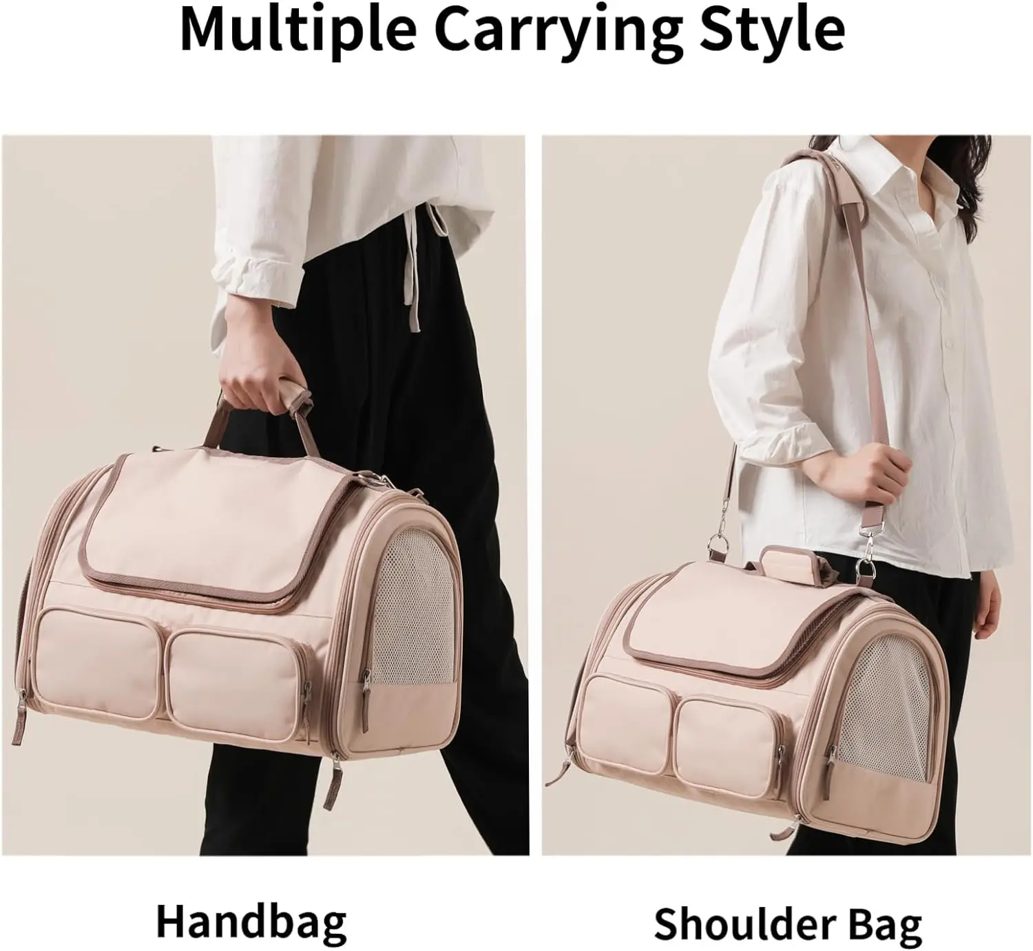 Cat Carrier, 4 Mesh Windows Small Dog Carrier, 4 Storage Pockets Cat Travel Bag, Under 15 lb Airline Approved Pet Carrier,