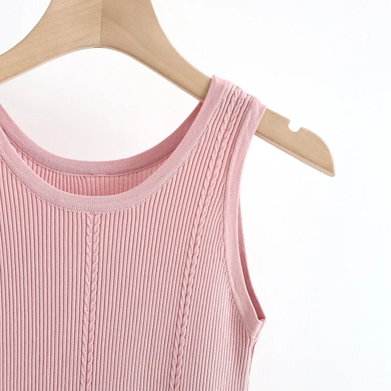 2024 New Spring Color Align Elastic Skin-Friendly Yoga Vest Women Fashion Simple Line Loose Sleeveless Blouse Top Vest