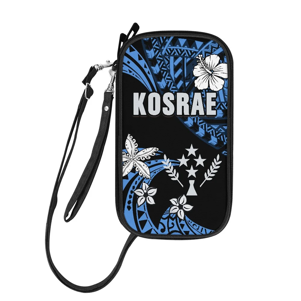 Polynesian Tribal Kosrae ISLAND Logo Grey Pattern Print Custom Passport Holder Polyester Wholesale Family Travel Document