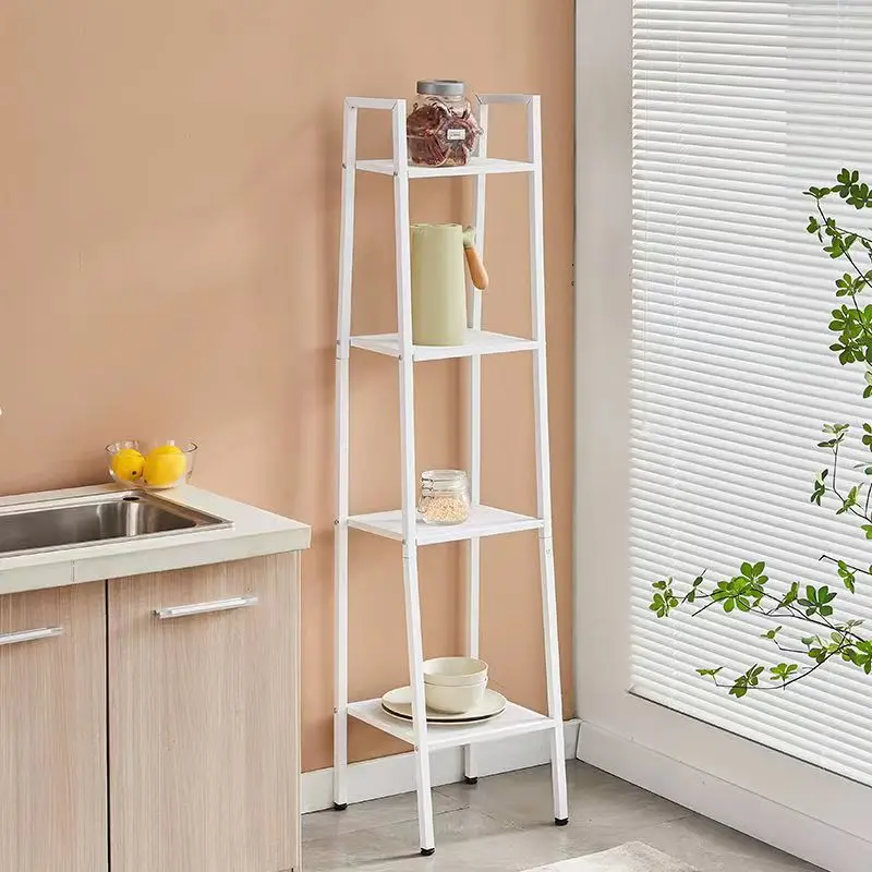 Iron microwave oven trapezoidal rack balcony living room kitchen storage rack multi-layer book rack