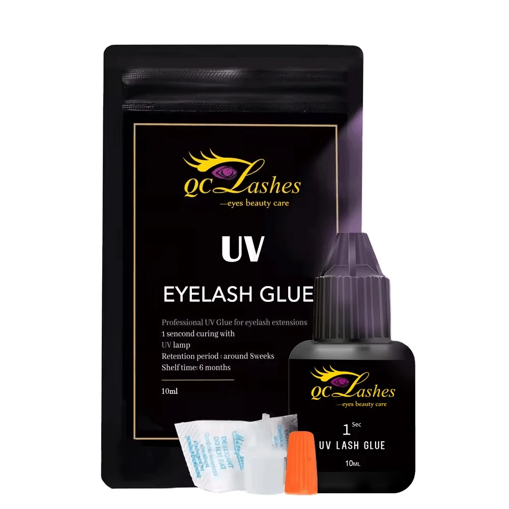 Private label led light Uv lash glue fast drying 1s lash extension glue adhesive 5ml UV black lash glue for eyelash extension