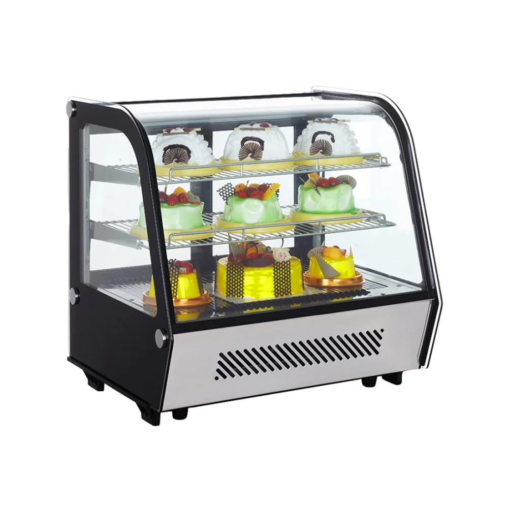 New 120L Commercial Glass Bakery Chiller Showcase Countertop Cooler Mini Cake Display Refrigerator