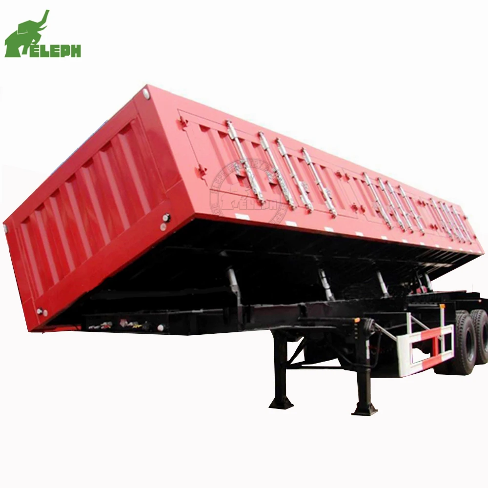 china hydraulic lift side tipping dump truck semi trailer for sale 07
