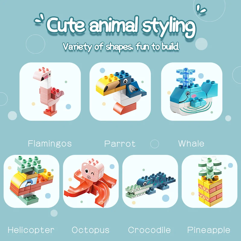 PANDAS 113PCS Cute Animal DIY Large Particles Creative Building Block Plastic Animal Modeling Gift Educational Toys For Kids