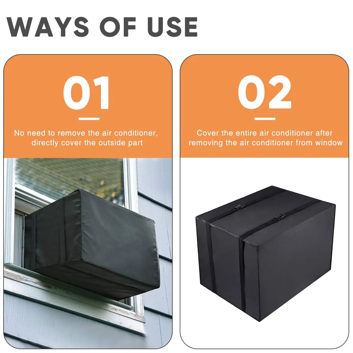 Airlock Window Seal Cover Outdoor Outside Window AC Unit Cover Black Dust-Proof Waterproof Window Air Conditioner Cover