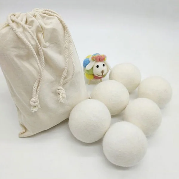 Wholesale Pack Eco Friendly Laundry Wool Dryer Balls with Cotton Bag Black White Dark Customized