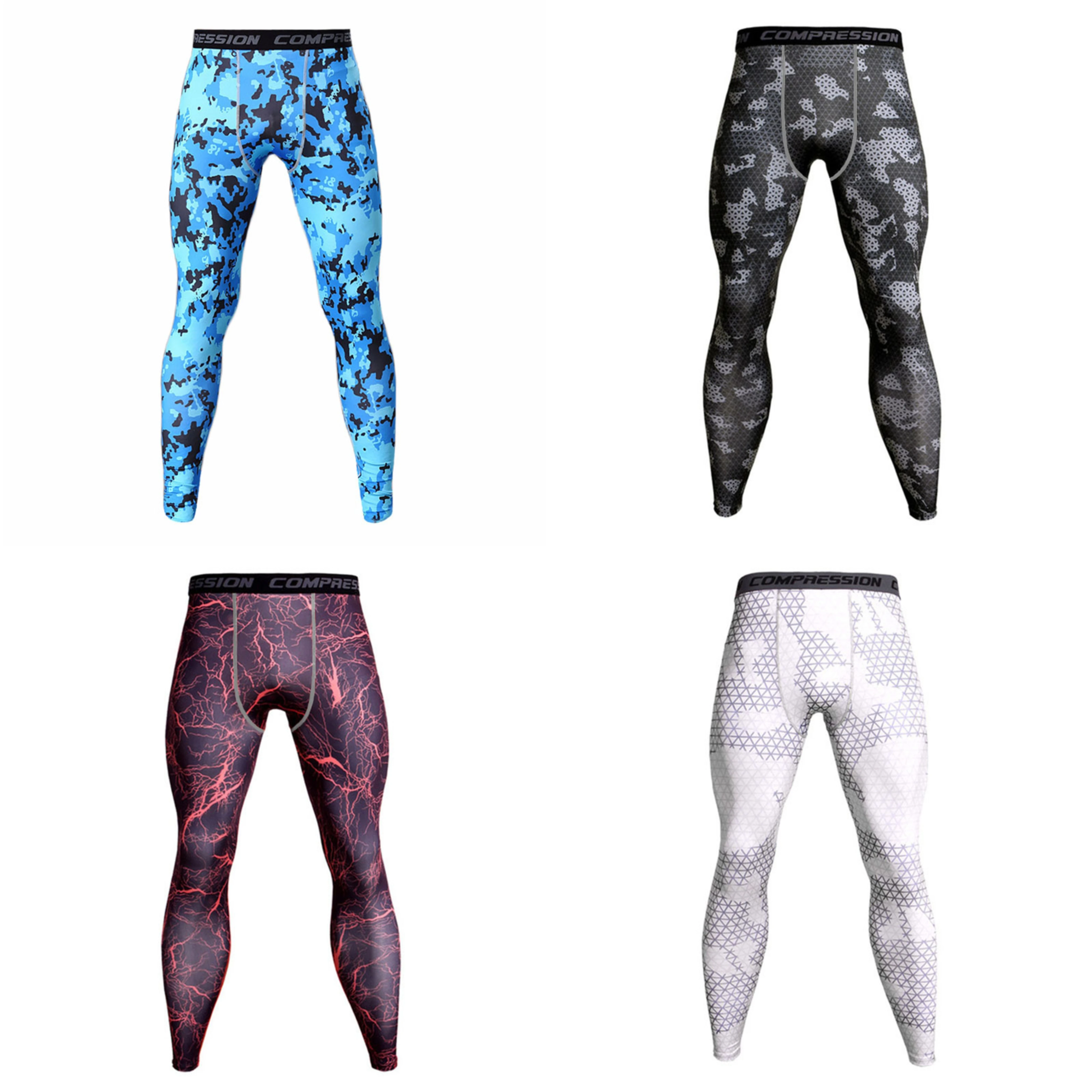 In stock high elasticity camouflage quick dry training running fitness gym football mens youth compression pants