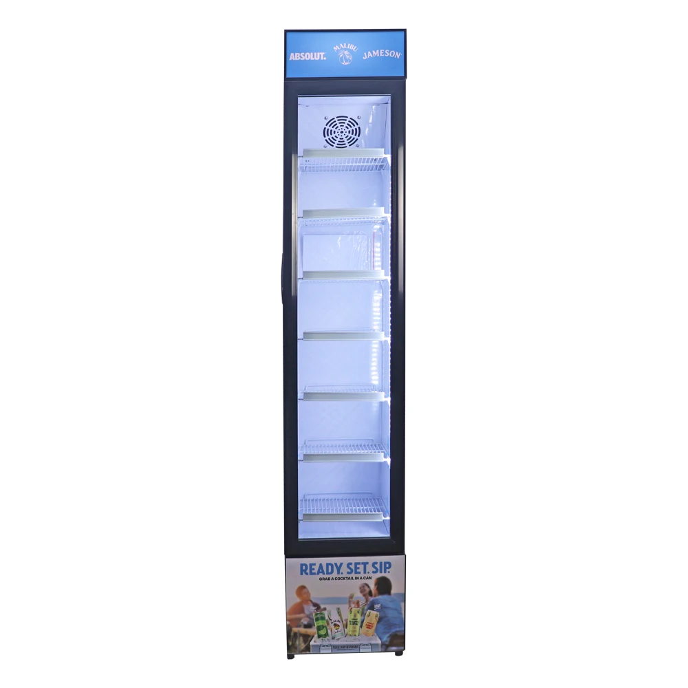 Slim Vertical Commercial Display Fridge With Glass Door
