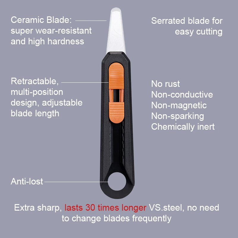 MIDDIA Ceramic Safety snap off Cardboard Box Cutter With  Box Opener Knives utility knife 25mm