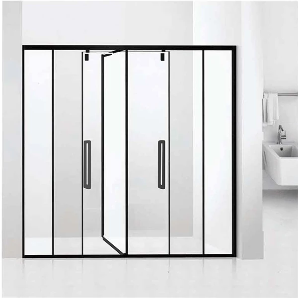 Luxury Gold Bathroom Shower Glass Door with 304# Stainless Steel Hardware Frameless Sliding Shower Room