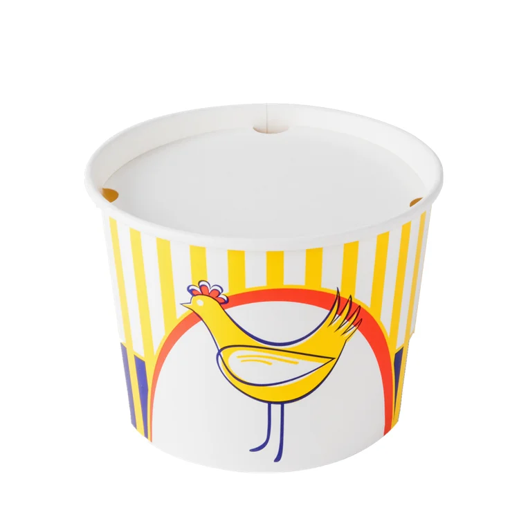 White Paper Fried Chicken Bucket with lid Fast Food Paper Chicken Cup Wholesale