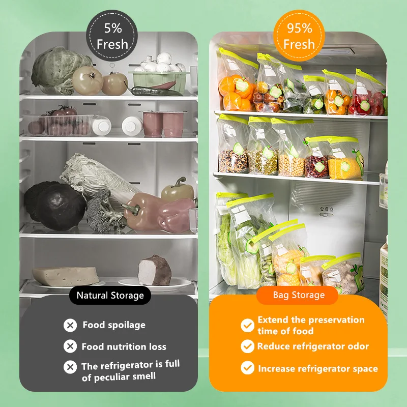Factory Direct Flat Mini Kitchen Household Air Tight Reusable PE Food Bag Zip lock Storage Bag Organizer