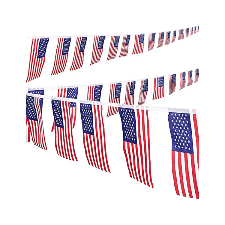 Wholesale Customized High Quality 100% Polyester Fabric International American String Flag USA Natioanl Bunting Banner