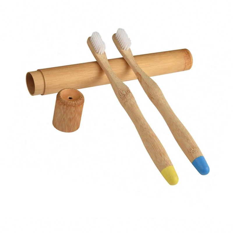 Biodegradable eco-friendly bamboo wooden tube pack set toothbrush for hotel and travel