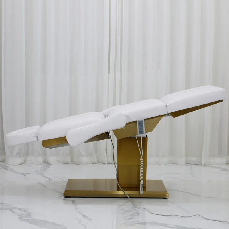 High-end luxury gold base beauty facial table electric massage pink lash bed for wholesale