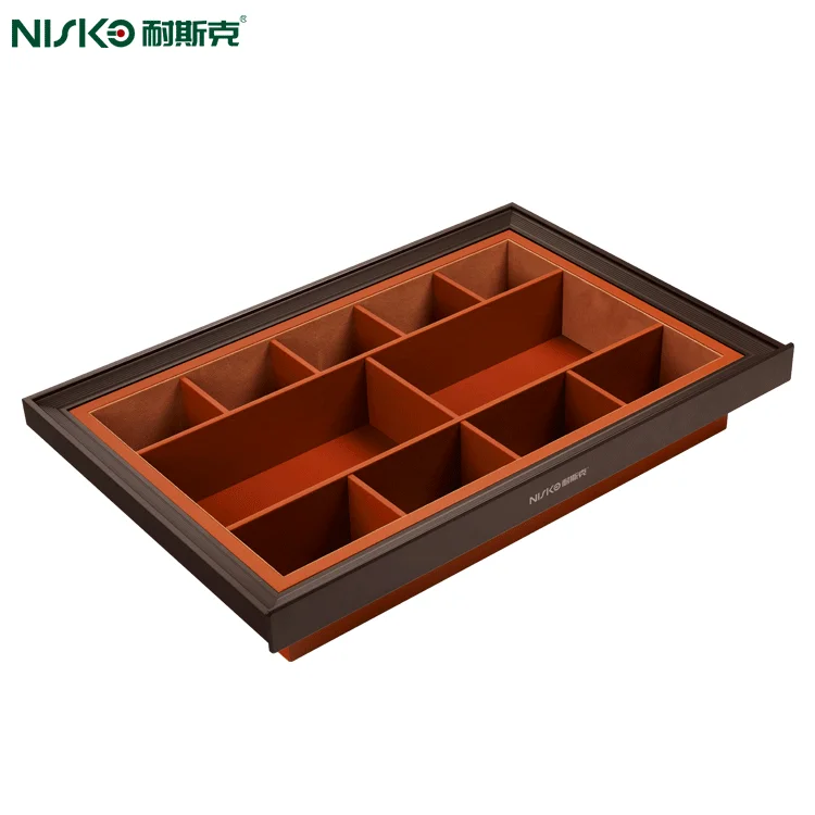 Modern Design Pull Out Soft Closing Jewelry Display Tray Sliding Ornaments Box with Concealed Slide