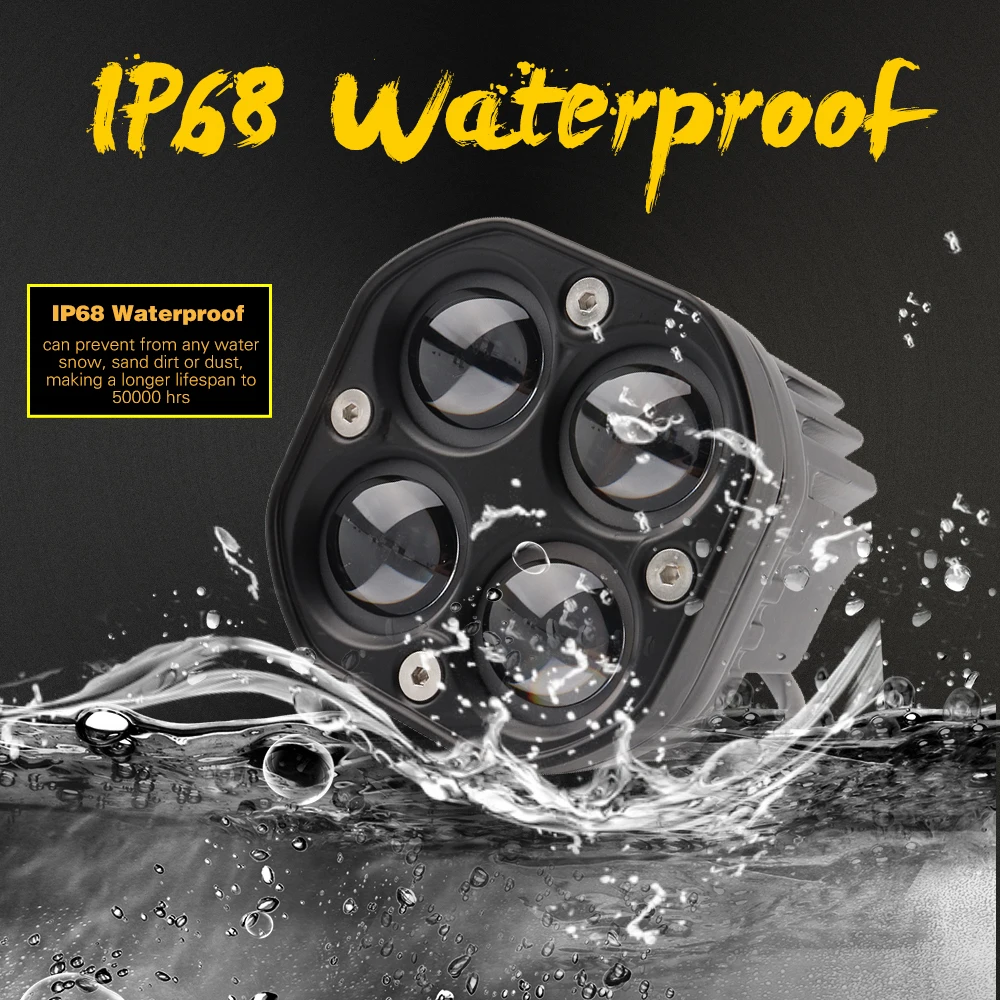 Dual Color mini driving light led auxiliary fog lamp 5d projector round 3 inch 40w led pods light