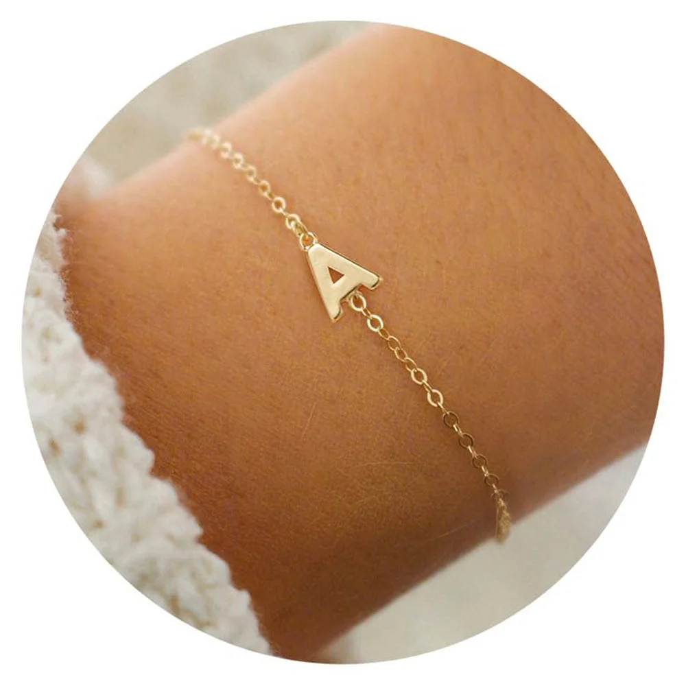 A to Z 26 Letter Pendant Gold-Plated Stainless Steel Couple Bracelet Easy Match Accessories Anniversaries Charm Bracelets