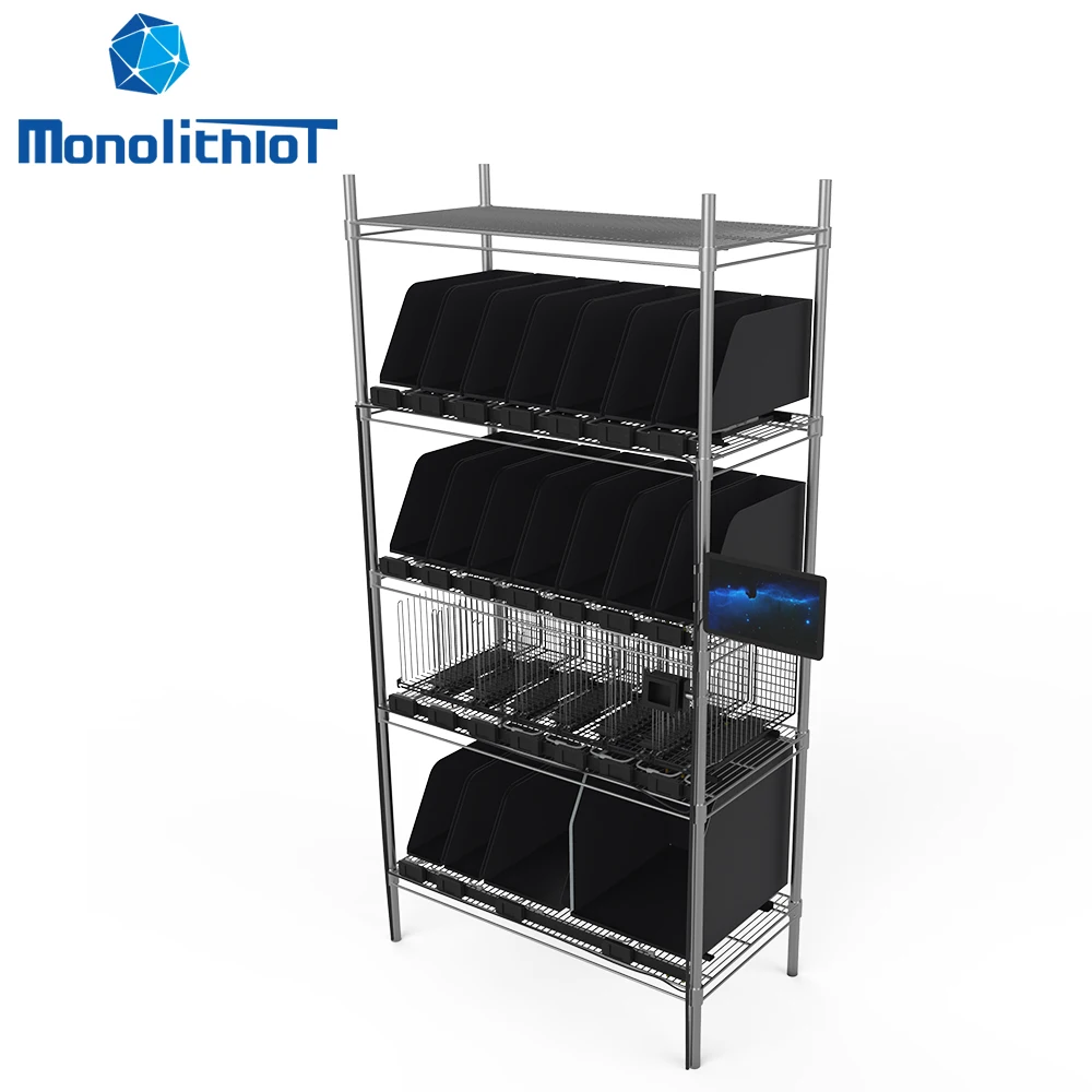MonolithIoT light duty rack automated inventory counting management system solutions smart bin weighing gravity shelf
