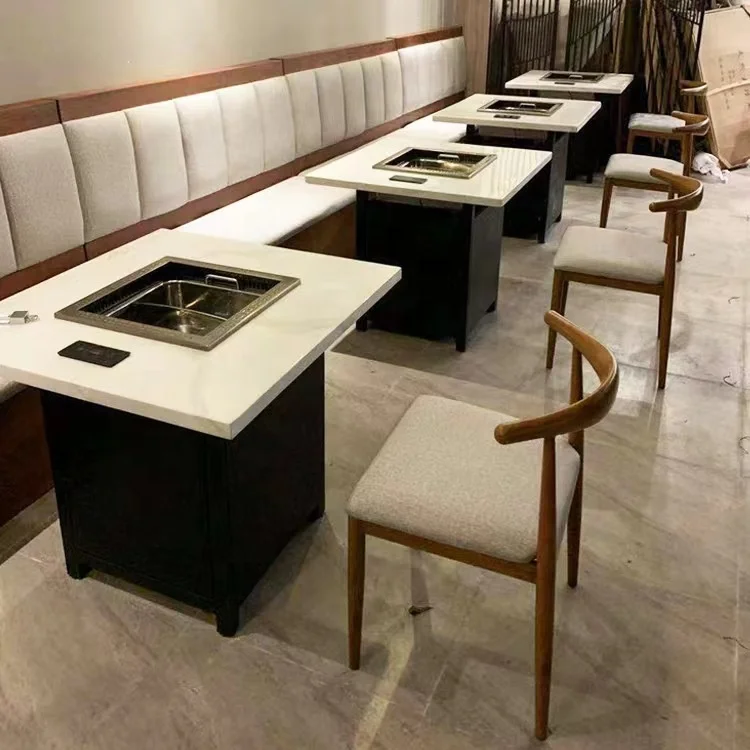 Hot pot barbecue integrated table barbecue hot pot equipment hot pot barbecue table