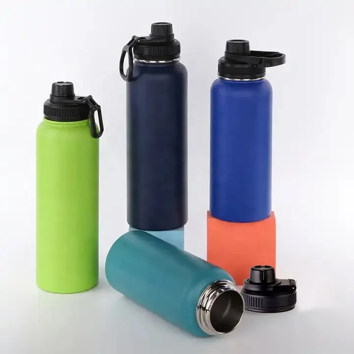 Double Wall Vacuum Insulated 18/8 Stainless Steel BPA Free Water Jug Outdoor Travel Sports Gym Water Bottle with Spout Lid