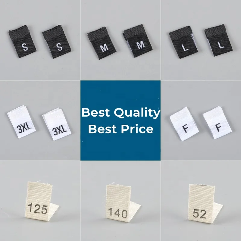 Custom Main Clothing Woven Size Label Embroidered For Brand Name Clothing Labelsgarment Cheap Woven Clothing Label