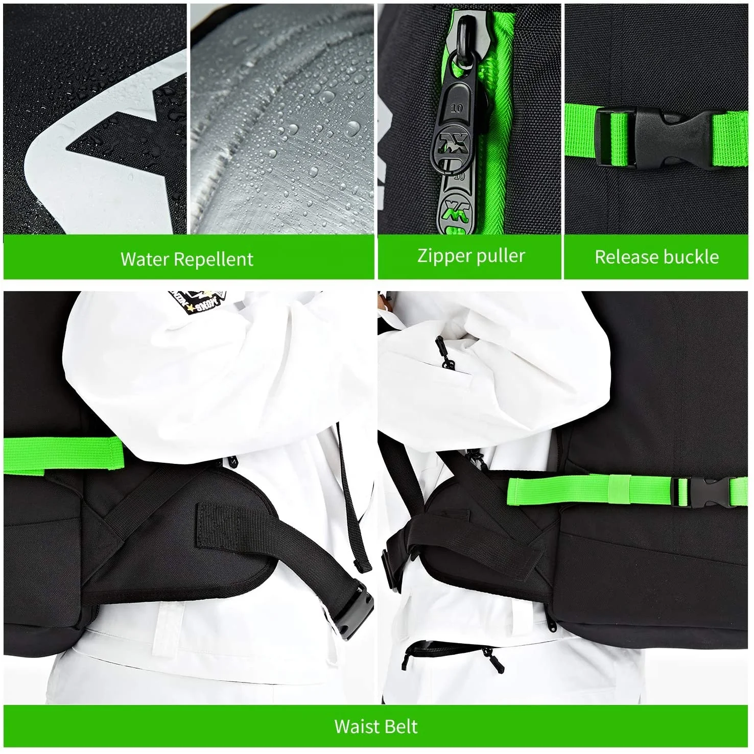 Tourbon Ski Snowboard Backpack 50L Flying Travel Stores Helmet Alpine Boots Clothes External Hanging Storage USB Charging Port