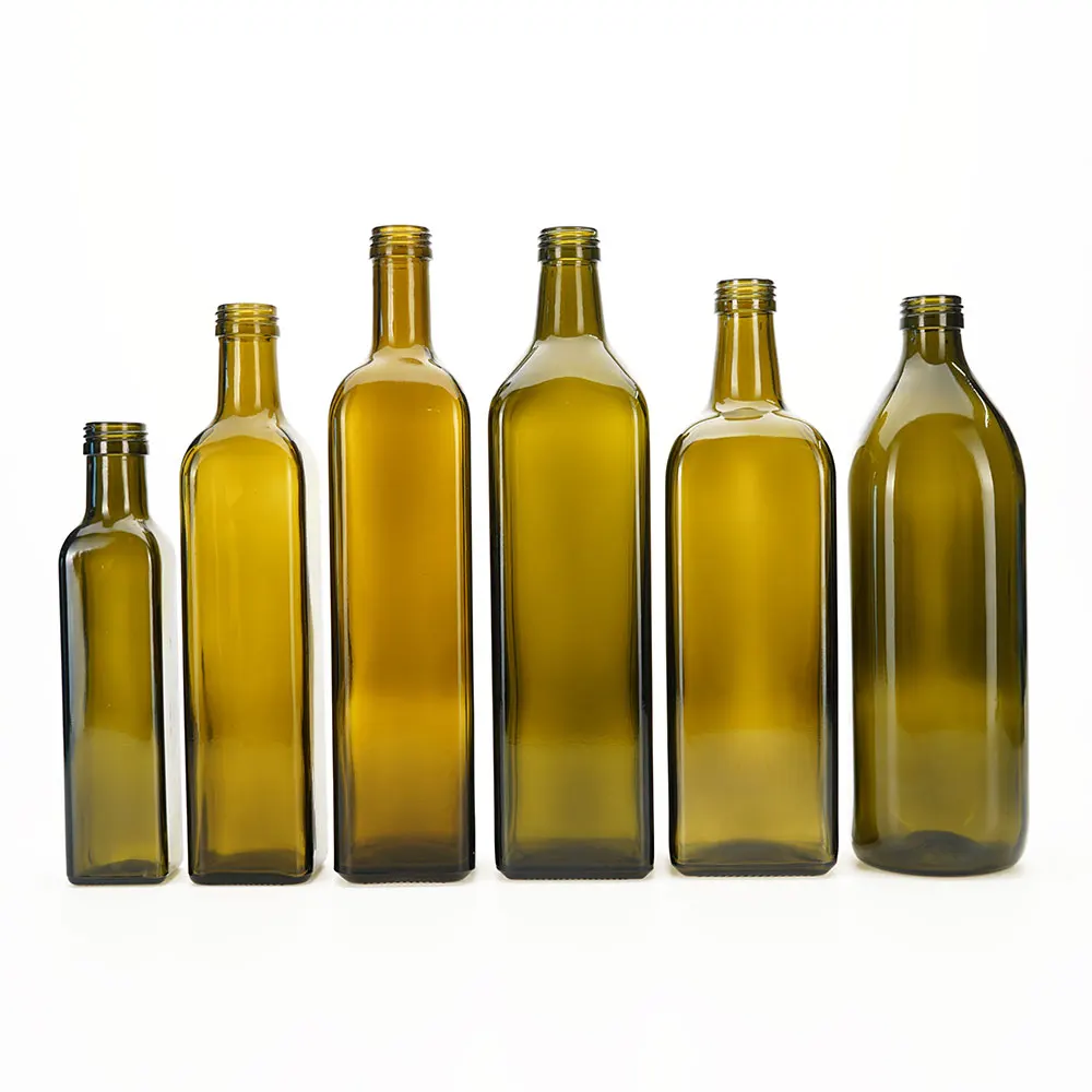 Квадратная антикварная зеленая стеклянная бутылка VISTA для пищевых продуктов, 250 мл, 500 мл, 750 мл, 1000 мл, стеклянная бутылка для оливкового масла с алюминиевой крышкой