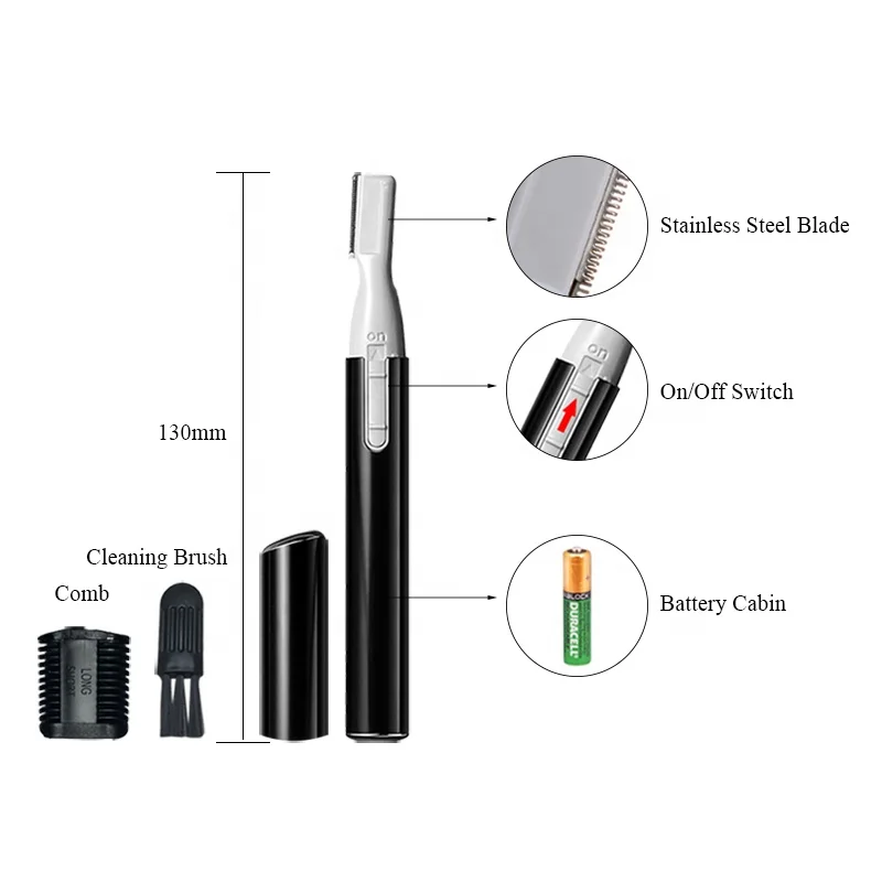 Portable Painless Battery Operated Eyebrow Hair Remover Epilator Electric Eyebrow Trimmer Eyebrow Razor