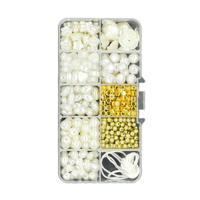 Homemade Necklace Bracelets New Style ABS Plastic Rose Love Flower Shaped  Barrel Baroque Faux Pearl Spacer Beads DIY Kit