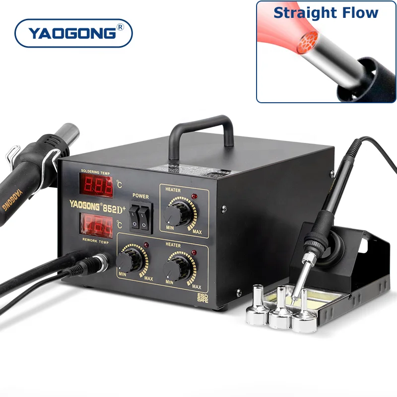 YAOGONG 852D+ Adjustable Temperature Smart Thermostat Mobile Phone Motherboard Repair Tool Hot Air Desoldering Station Heat Gun