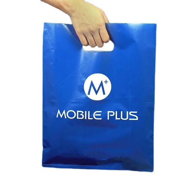 Factory Manufacturer Custom Eco Friendly Supermarket Carry Merchandise Punch Gift Shopping Handle Plastic Die Cut Bag
