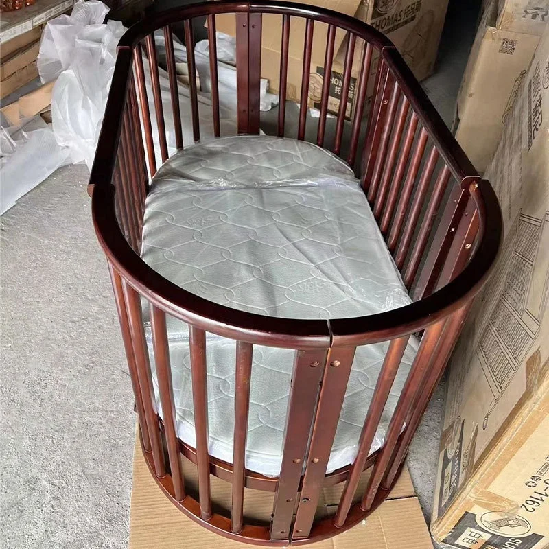 Modern Design Full-Size Baby Cot Bed Solid Pine Wood Multifunctional Foldable Bed Crib for Babies Kids for Bedroom Hospital