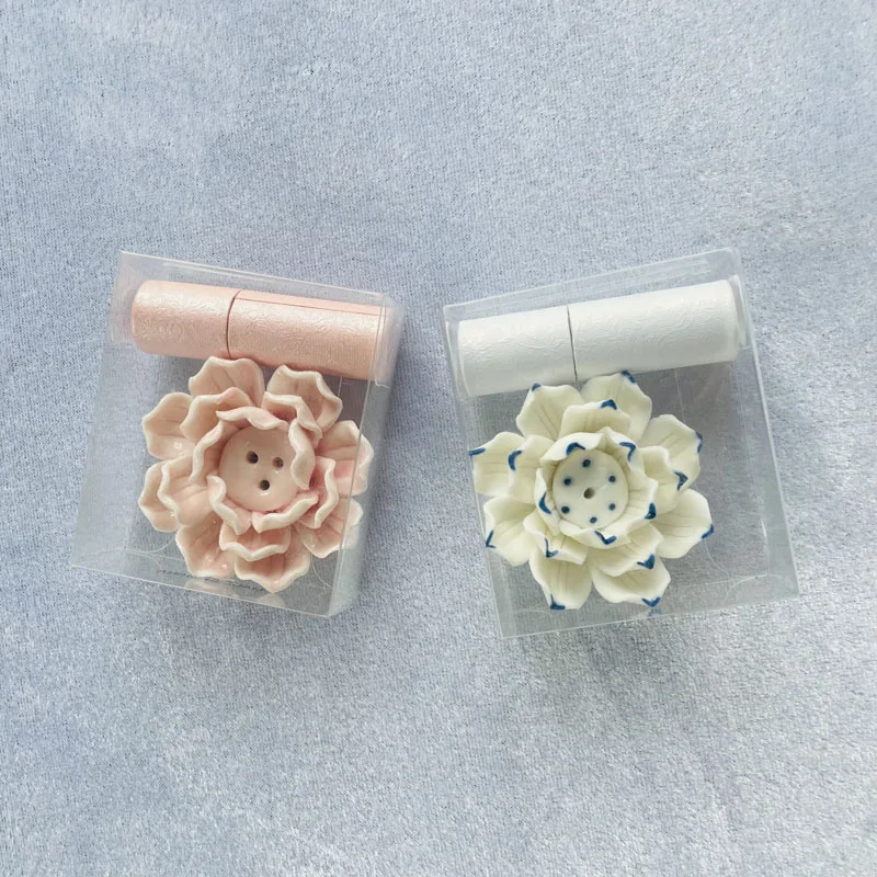 Ceramic  Home Decor Incense Stick Holder Buddhist Lotus Incense Censer Use Paper Tube Incense Stick Holder