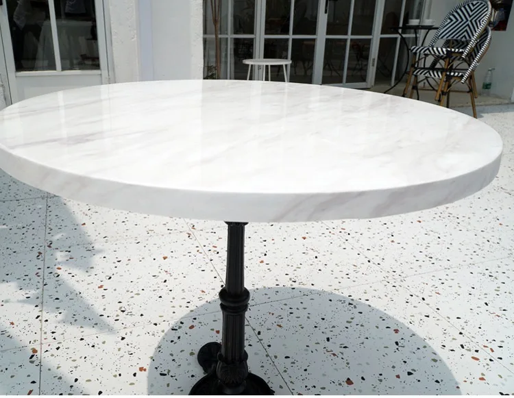 Diameter Bar Furniture Commercial Modern Table European and American Bistro Top Quality metal iron marble slate table