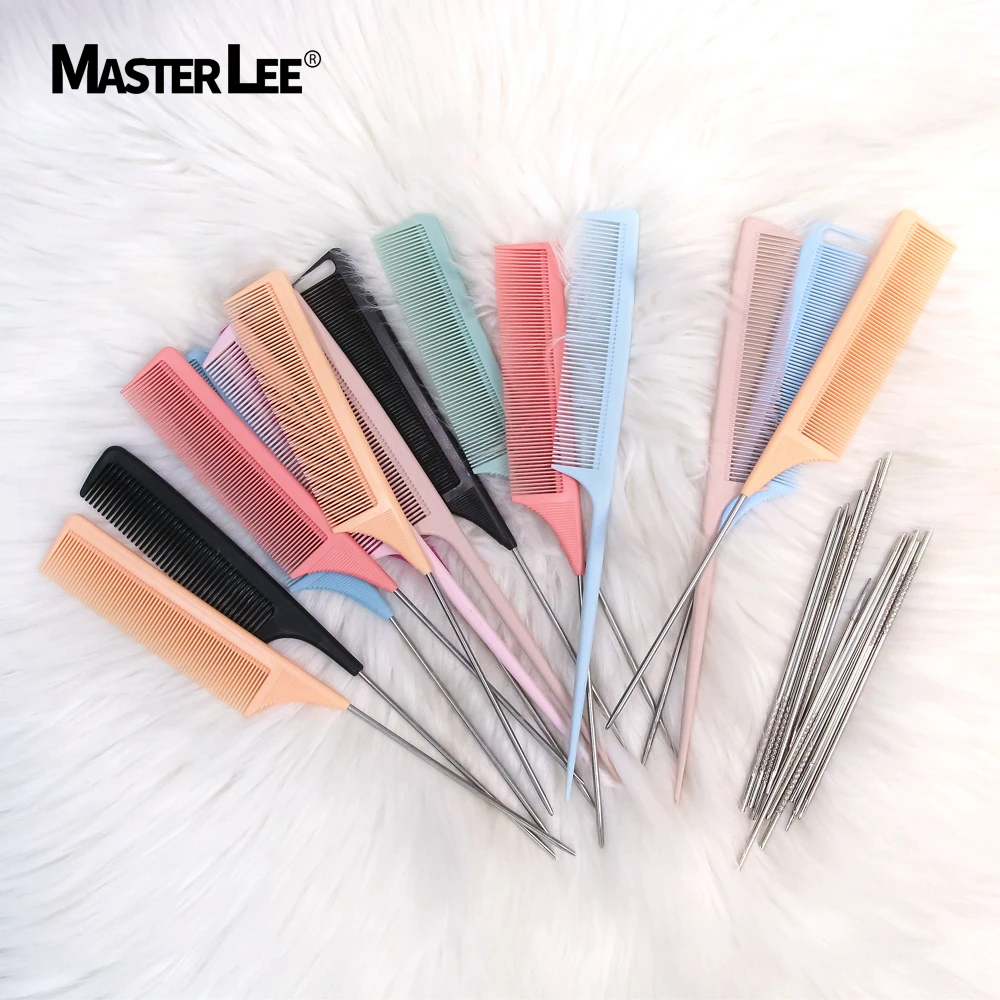 Masterlee Discounted Rate Multi Colors ABS Alloy Precise Parting Comb Braid Stainless Steel Rat Tail Combs
