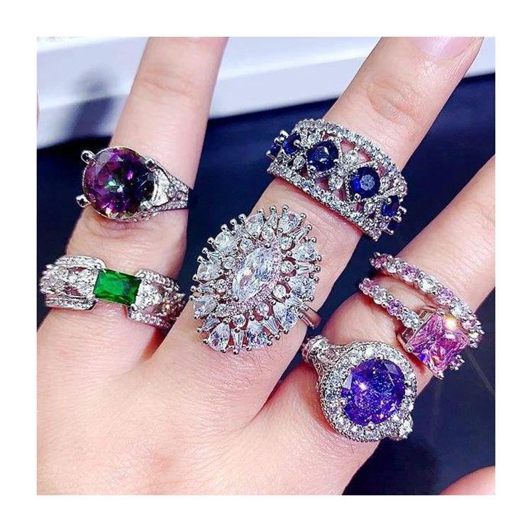 Good quality fashion jewelry 925 sterling silver couple wedding ring diamonds for women men