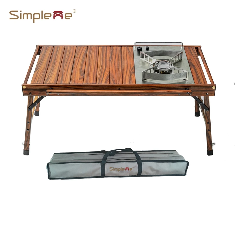 Simpleme Outdoor Family Camping Mesa Plegable Lightweight Aluminum Roll Up Top Folding Camping Table