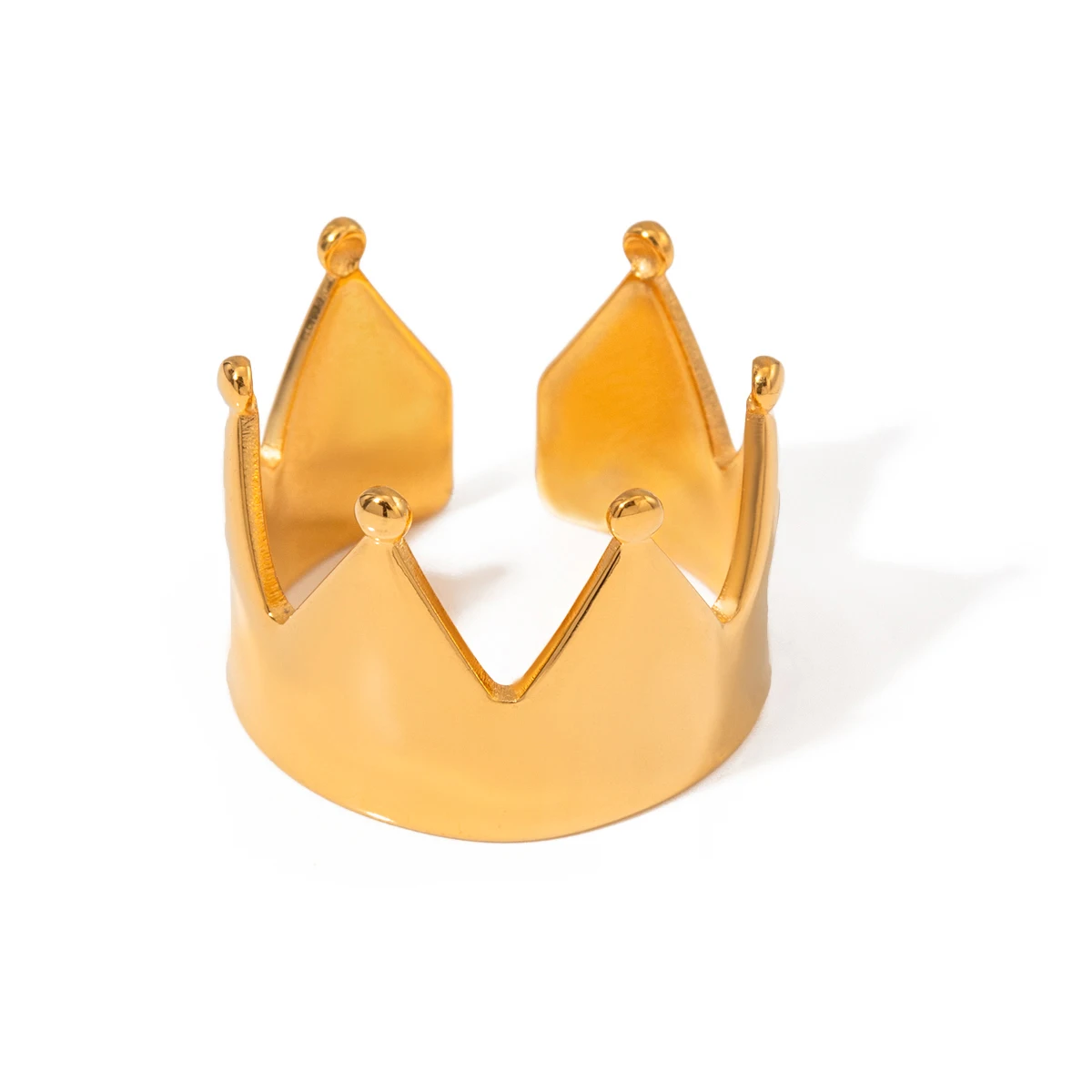 J&D 18K Gold Plated Stainless Steel Crown Open Smooth Ring