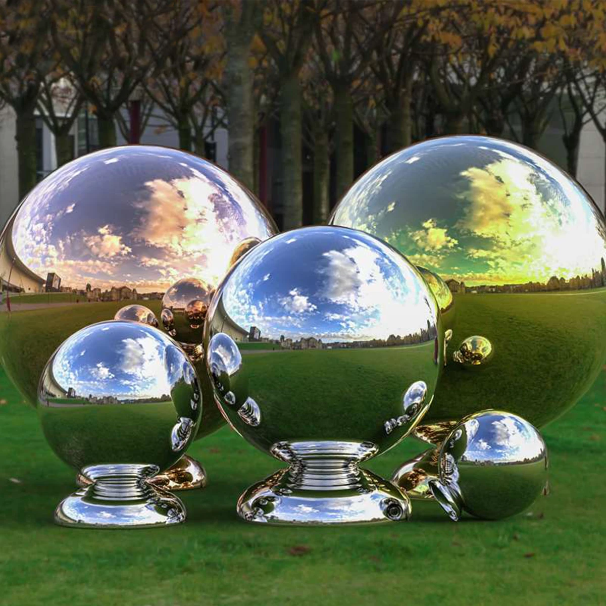 Big stainless steel garden metal sphere large outdoor metal globe sculpture