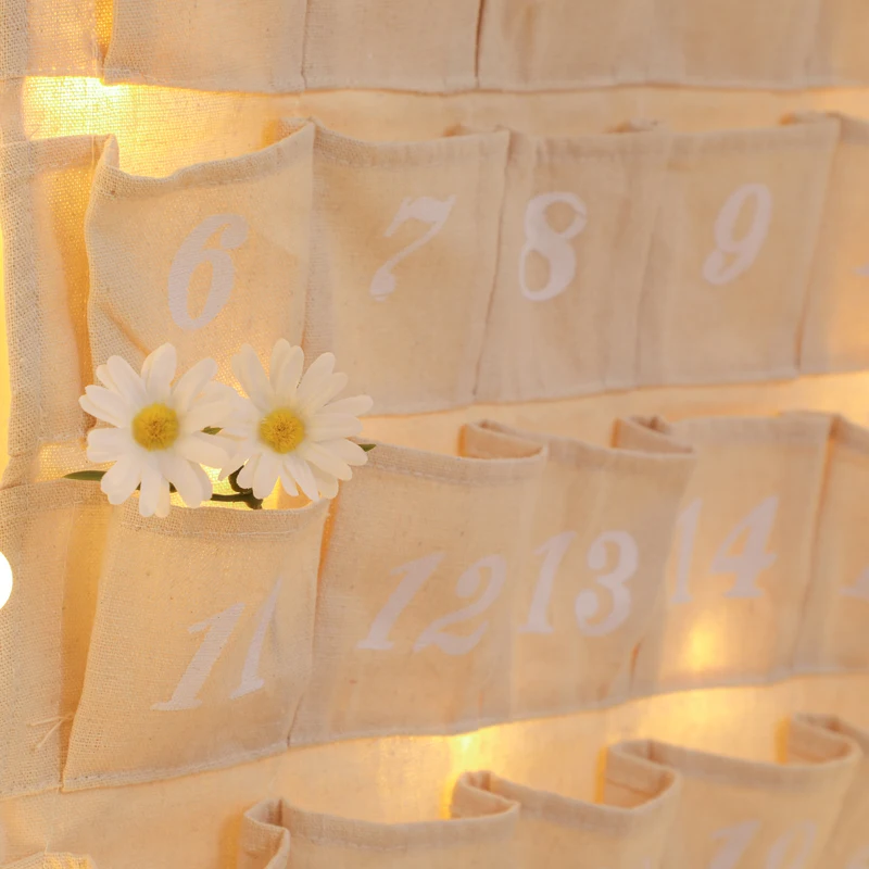 Wholesale Christmas Calendar With Pocket Cotton Christmas Decoration Wall Hanging Advent Calendar
