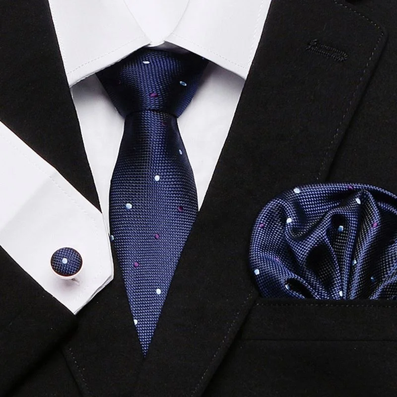 
Amazon Hot Sell Men Necktie Set Tie Pocket Square Cufflinks Set Gift Box 